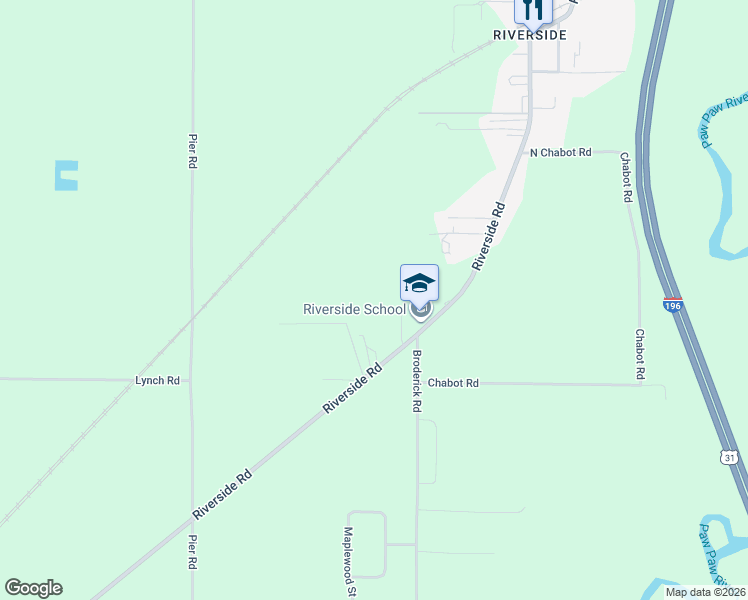 map of restaurants, bars, coffee shops, grocery stores, and more near 3386 Riverside Road in Benton Harbor