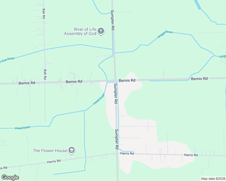 map of restaurants, bars, coffee shops, grocery stores, and more near 17595 Sumpter Road in Belleville