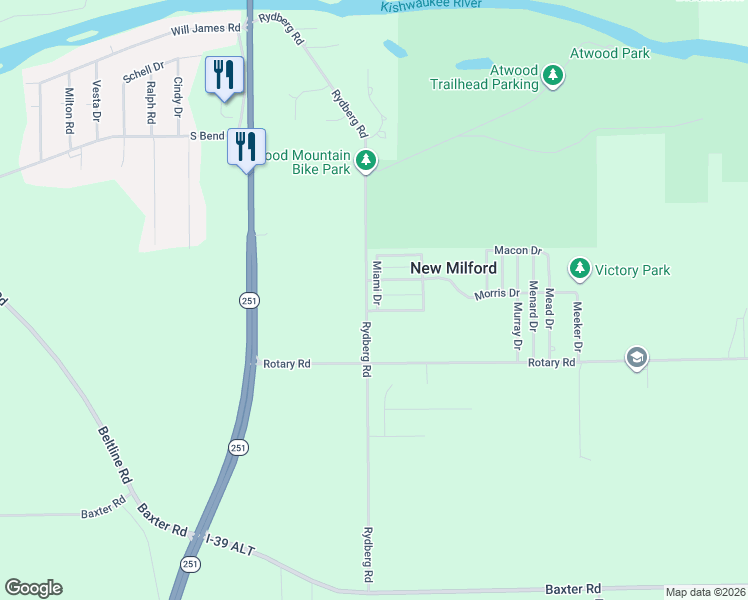 map of restaurants, bars, coffee shops, grocery stores, and more near 207 Manderia Drive in Rockford