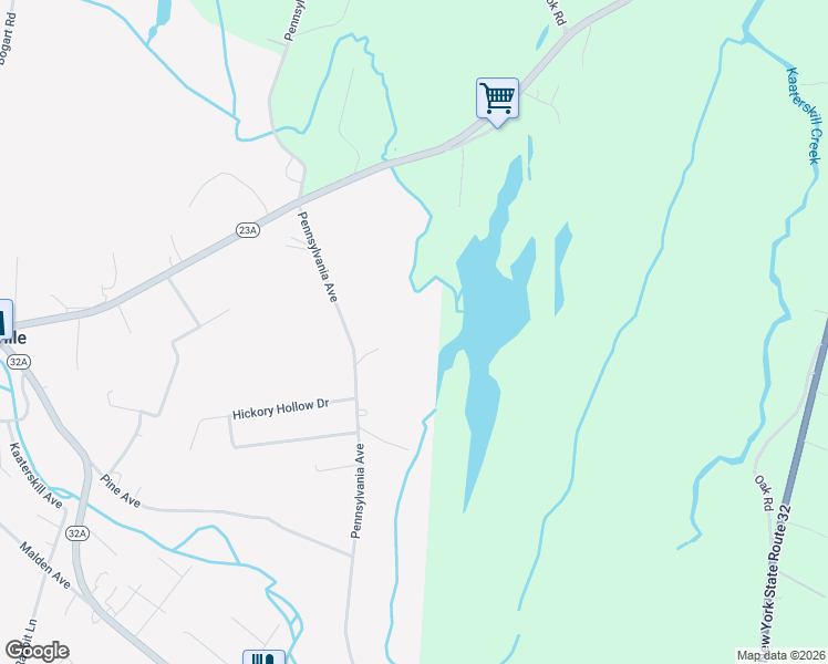 map of restaurants, bars, coffee shops, grocery stores, and more near 296 Pennsylvania Avenue in Palenville