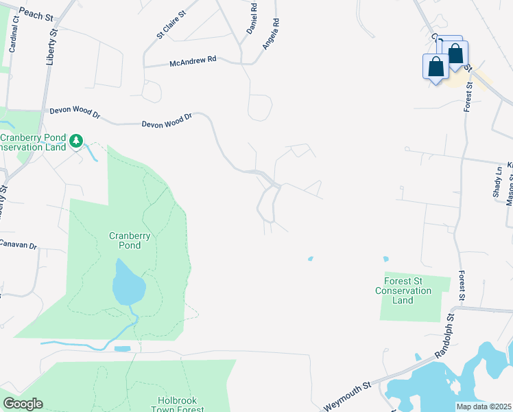 map of restaurants, bars, coffee shops, grocery stores, and more near 88 Bradford Commons Lane in Braintree