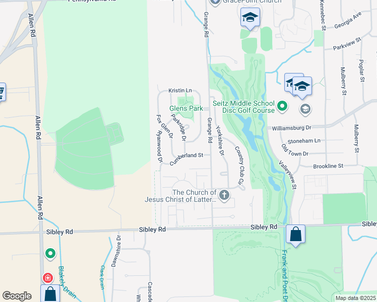 map of restaurants, bars, coffee shops, grocery stores, and more near 18100 Brentwood Drive in Riverview
