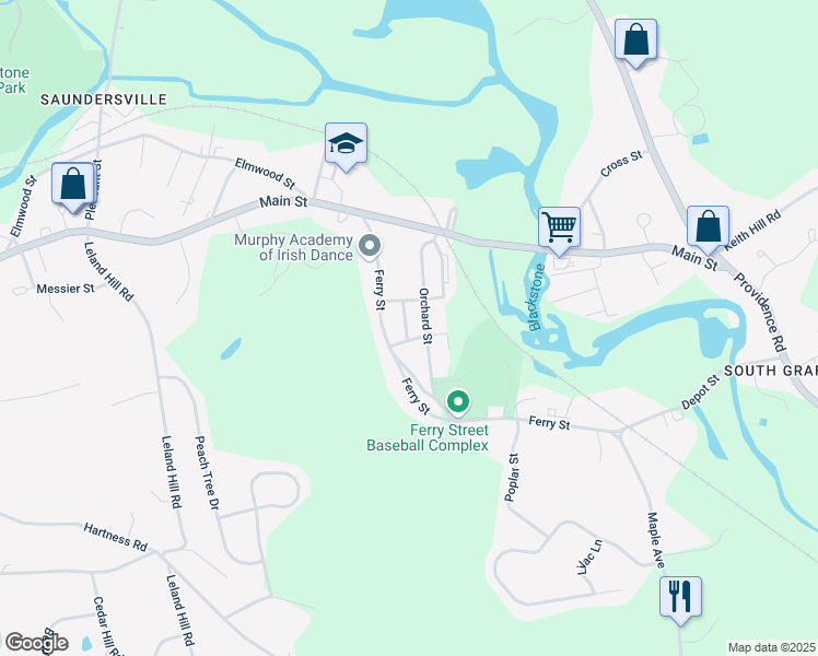 map of restaurants, bars, coffee shops, grocery stores, and more near in Grafton
