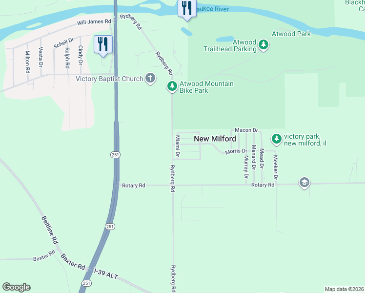 map of restaurants, bars, coffee shops, grocery stores, and more near 214 Morris Drive in Rockford