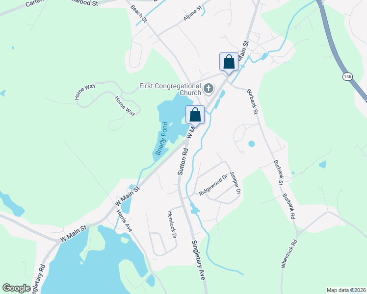 map of restaurants, bars, coffee shops, grocery stores, and more near 4 Sutton Road in Millbury