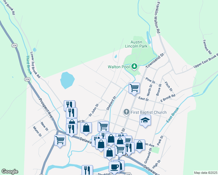 map of restaurants, bars, coffee shops, grocery stores, and more near 64 Saint John Street in Walton