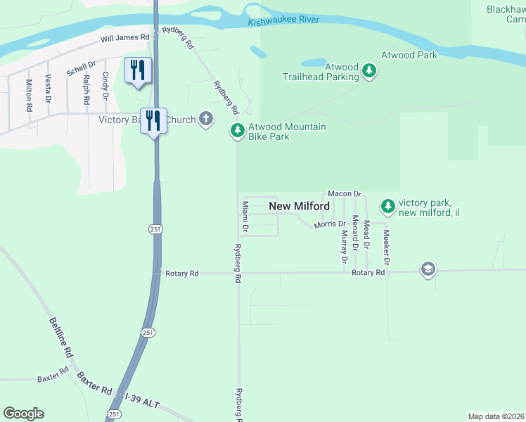 map of restaurants, bars, coffee shops, grocery stores, and more near 214 Morris Drive in Rockford