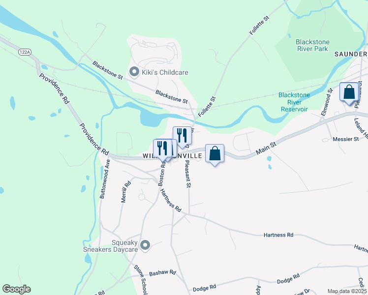 map of restaurants, bars, coffee shops, grocery stores, and more near 10 Providence Road in Sutton