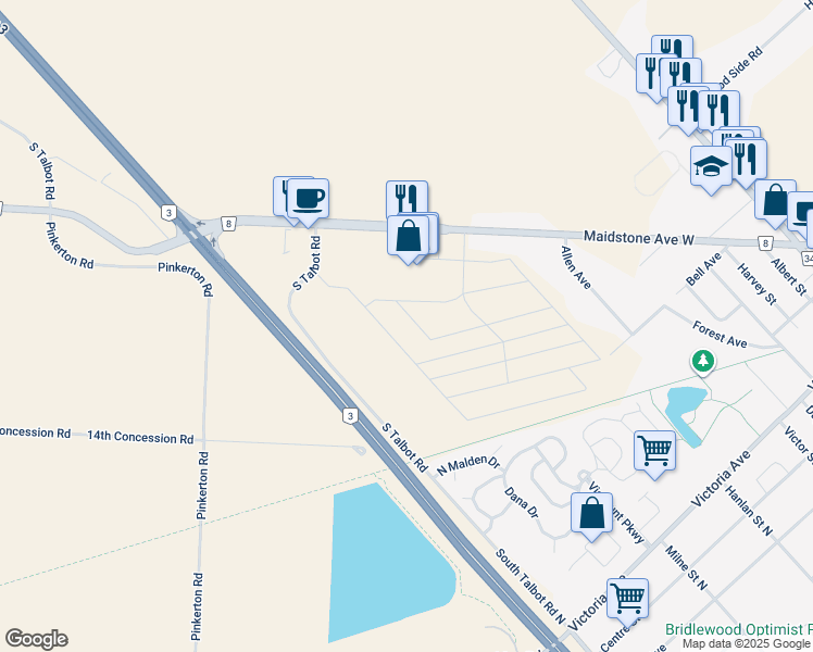 map of restaurants, bars, coffee shops, grocery stores, and more near 300 Maidstone Avenue West in Essex