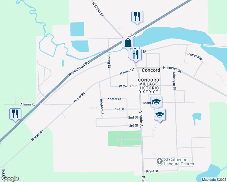 map of restaurants, bars, coffee shops, grocery stores, and more near 229 West Center Street in Concord