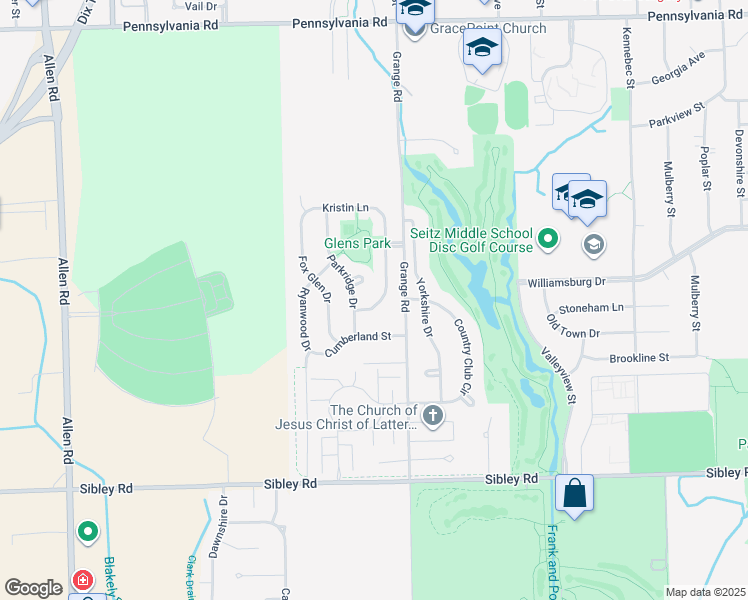 map of restaurants, bars, coffee shops, grocery stores, and more near 18100 Brentwood Drive in Riverview