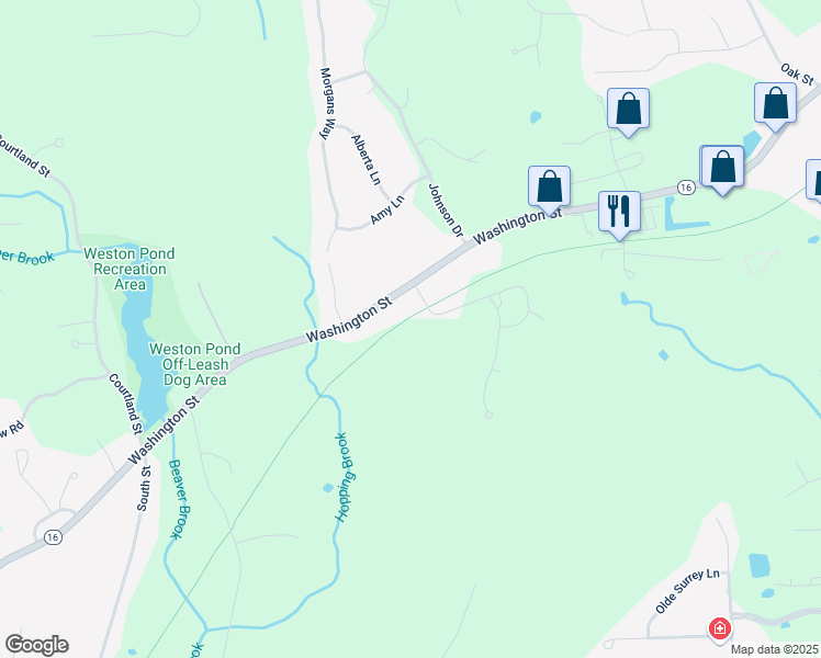 map of restaurants, bars, coffee shops, grocery stores, and more near 1864 Washington Street in Holliston
