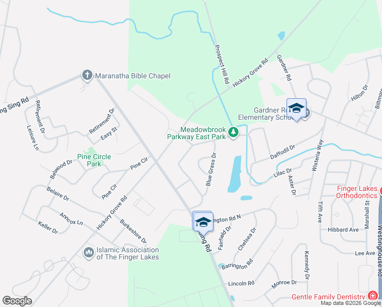 map of restaurants, bars, coffee shops, grocery stores, and more near 447 Clover Circle in Horseheads