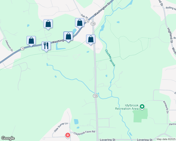 map of restaurants, bars, coffee shops, grocery stores, and more near 201 Summer Street in Holliston