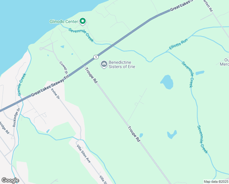 map of restaurants, bars, coffee shops, grocery stores, and more near 641 Troupe Road in Harborcreek