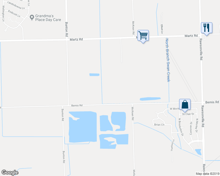 map of restaurants, bars, coffee shops, grocery stores, and more near 10343 Bemis Road in Willis