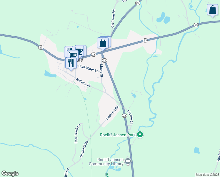 map of restaurants, bars, coffee shops, grocery stores, and more near 9221 Highway 22 in Hillsdale