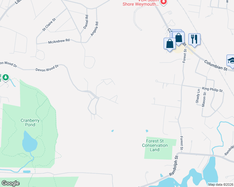 map of restaurants, bars, coffee shops, grocery stores, and more near 370 Tilden Commons Lane in Braintree