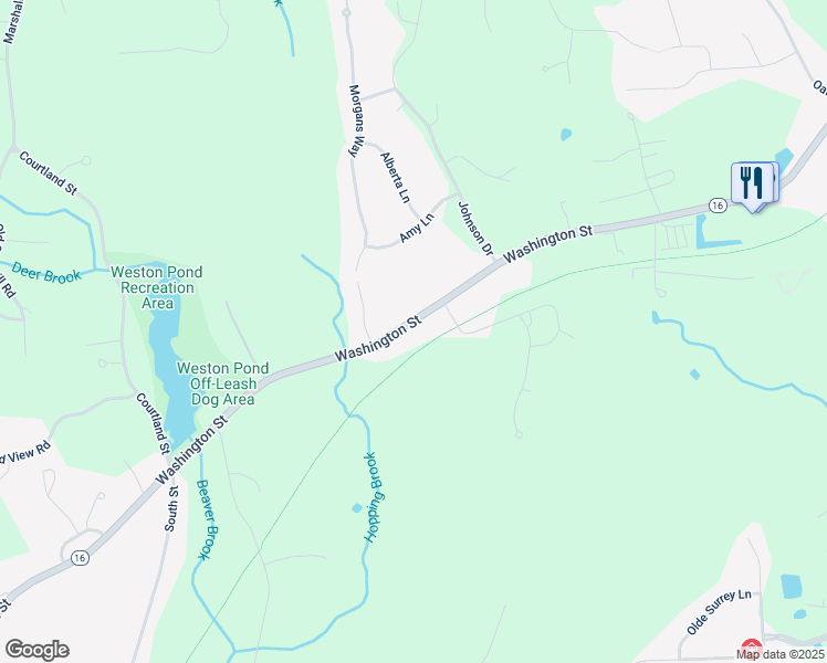 map of restaurants, bars, coffee shops, grocery stores, and more near 1864 Washington Street in Holliston