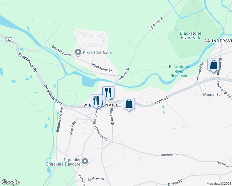 map of restaurants, bars, coffee shops, grocery stores, and more near 2 Providence Road in Sutton