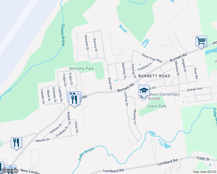 map of restaurants, bars, coffee shops, grocery stores, and more near 875-959 Burnett Rd in Chicopee