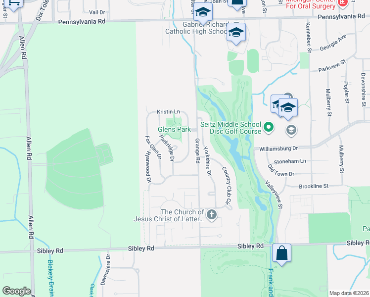 map of restaurants, bars, coffee shops, grocery stores, and more near 18100 Brentwood Drive in Riverview