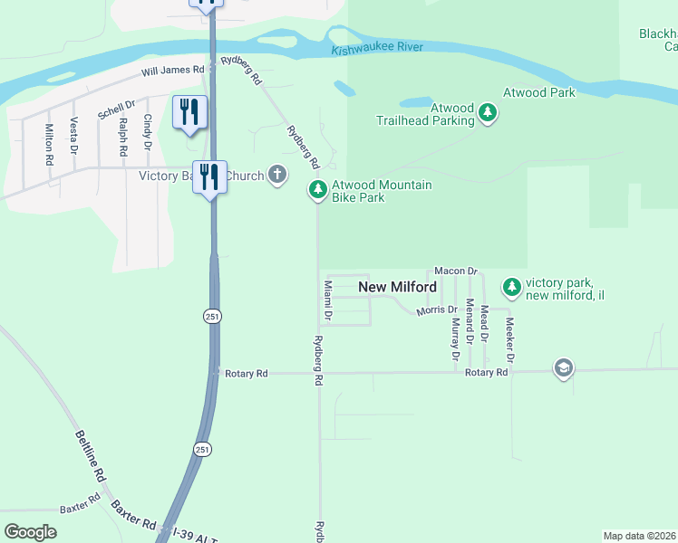 map of restaurants, bars, coffee shops, grocery stores, and more near 214 Morris Drive in Rockford