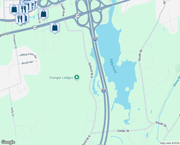 map of restaurants, bars, coffee shops, grocery stores, and more near 642 Oxford Street South in Auburn