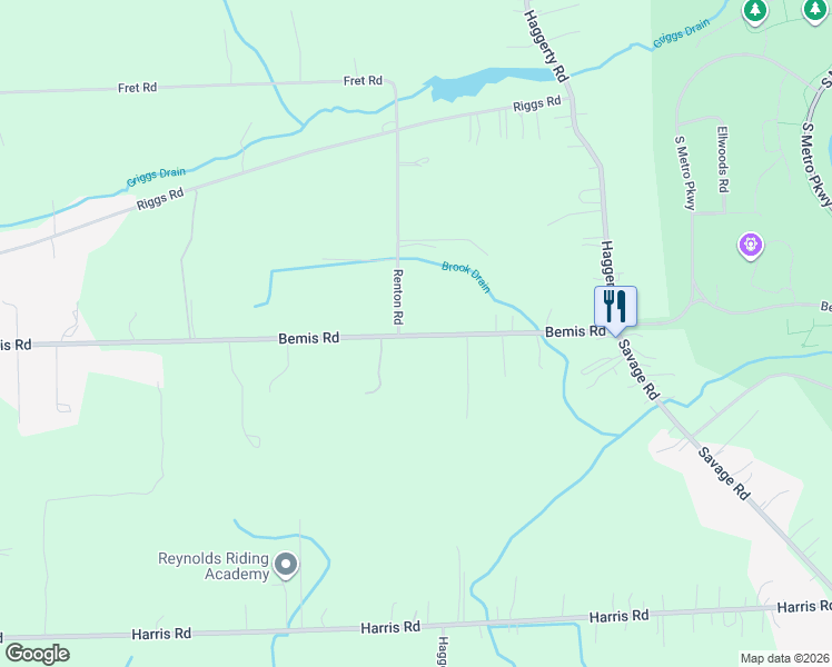 map of restaurants, bars, coffee shops, grocery stores, and more near 17397 Renton Road in Belleville