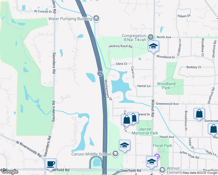map of restaurants, bars, coffee shops, grocery stores, and more near 1285 Montgomery Drive in Deerfield