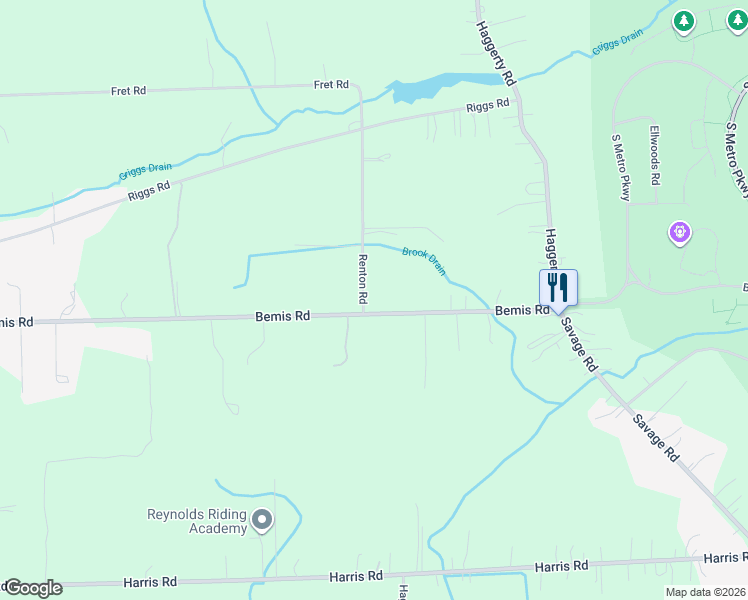 map of restaurants, bars, coffee shops, grocery stores, and more near 17397 Renton Road in Belleville