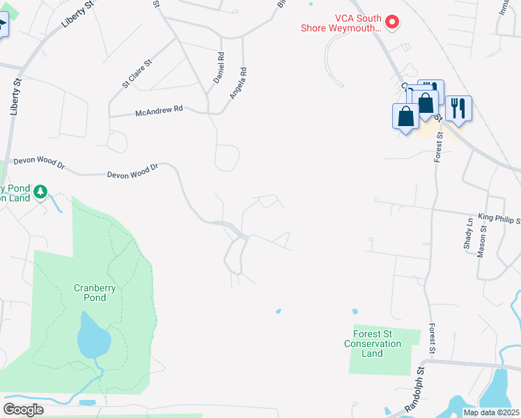 map of restaurants, bars, coffee shops, grocery stores, and more near 278 Allerton Commons Lane in Braintree