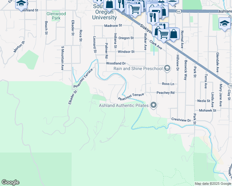 map of restaurants, bars, coffee shops, grocery stores, and more near 1037 Pinecrest Terrace in Ashland