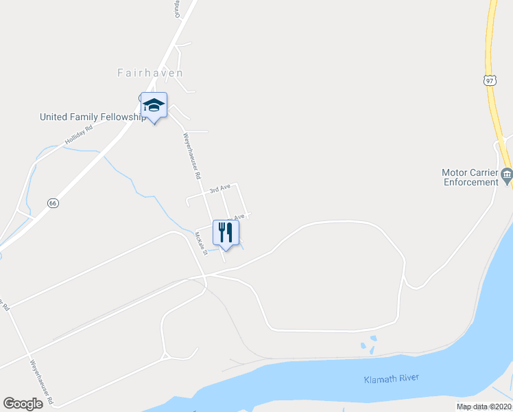 map of restaurants, bars, coffee shops, grocery stores, and more near 5175 Peggy Avenue in Klamath Falls