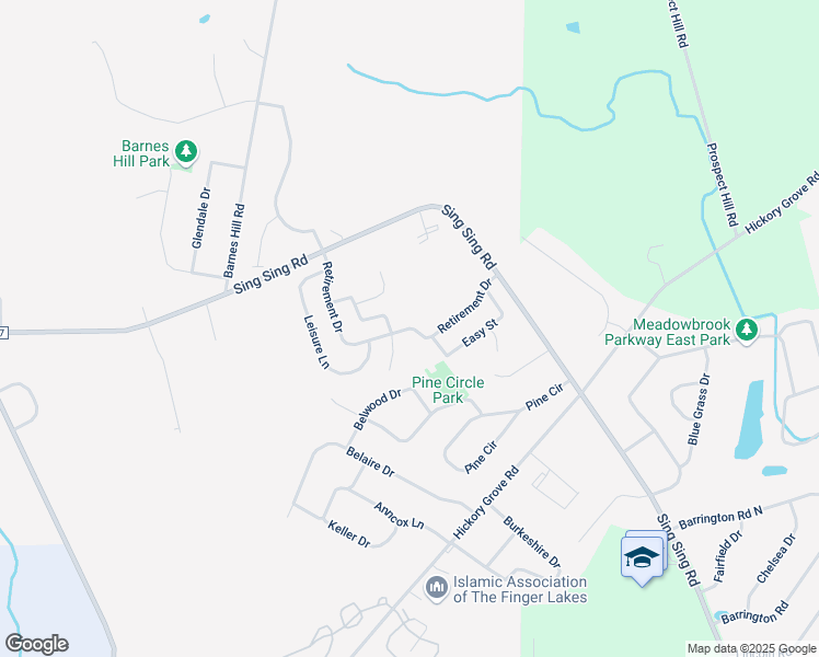 map of restaurants, bars, coffee shops, grocery stores, and more near Retirement Drive in Horseheads