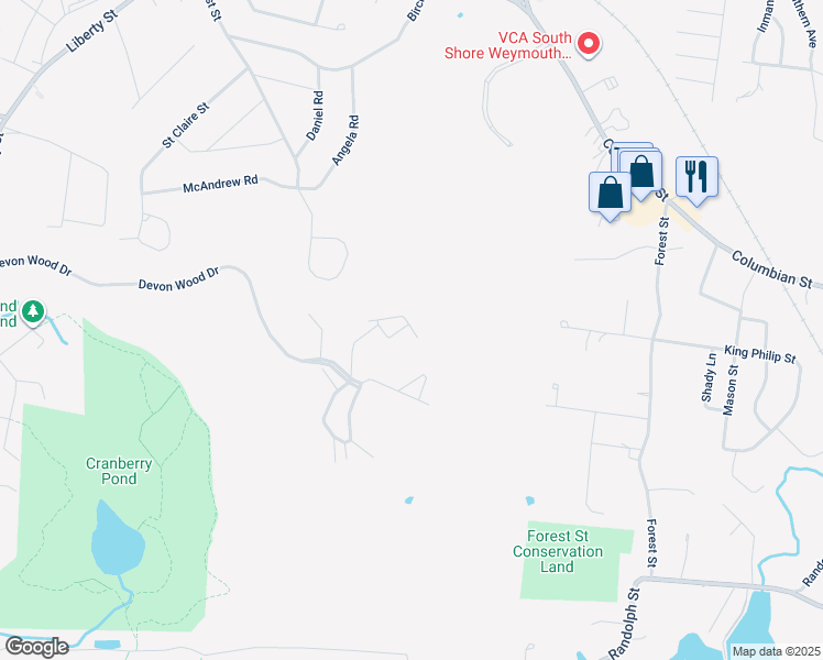 map of restaurants, bars, coffee shops, grocery stores, and more near 287 Allerton Commons Lane in Braintree