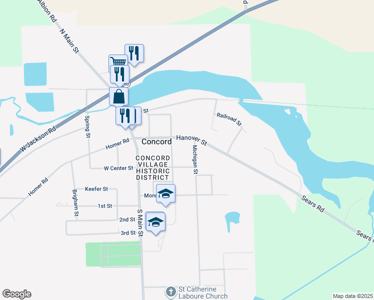map of restaurants, bars, coffee shops, grocery stores, and more near 317 Hanover Street in Concord