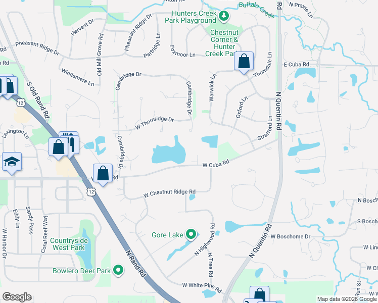 map of restaurants, bars, coffee shops, grocery stores, and more near 21580 North Stoneybrook Court in Kildeer