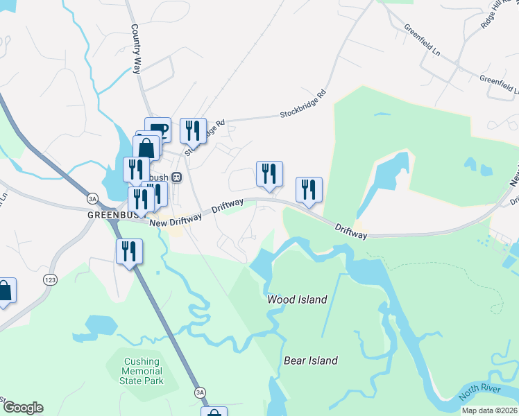 map of restaurants, bars, coffee shops, grocery stores, and more near 35 Ladds Way in Scituate