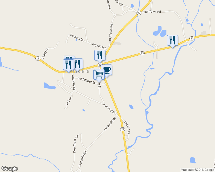 map of restaurants, bars, coffee shops, grocery stores, and more near 9261 Route 22 in Hillsdale
