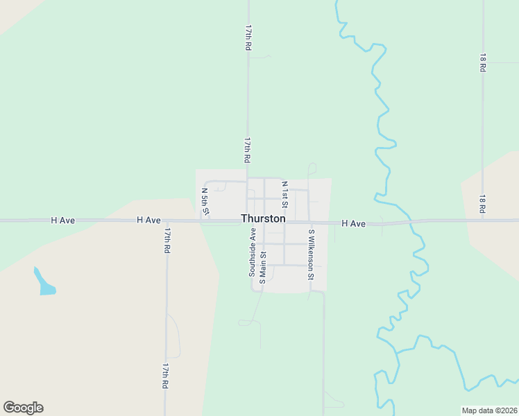 map of restaurants, bars, coffee shops, grocery stores, and more near 106 North Main Street in Thurston