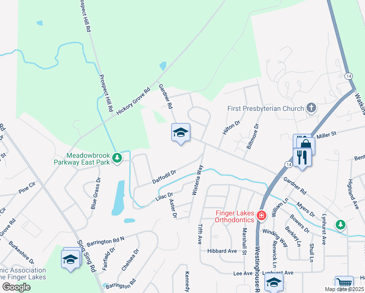 map of restaurants, bars, coffee shops, grocery stores, and more near 541 Gardner Road in Horseheads