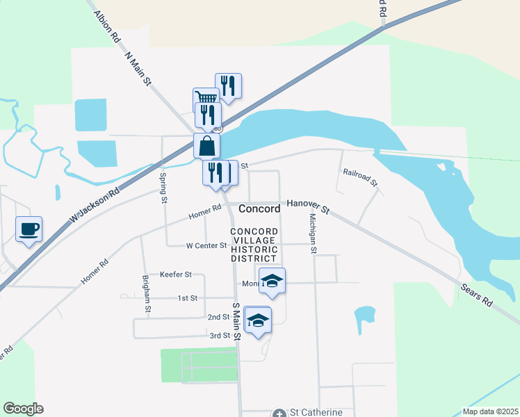 map of restaurants, bars, coffee shops, grocery stores, and more near in Concord