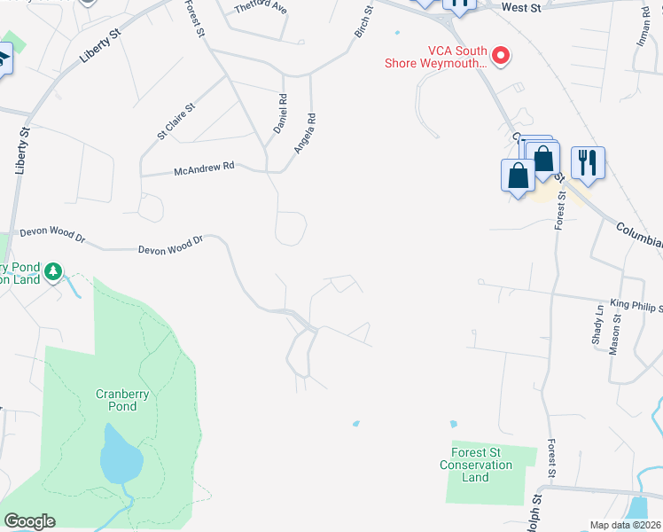 map of restaurants, bars, coffee shops, grocery stores, and more near 278 Allerton Commons Lane in Braintree