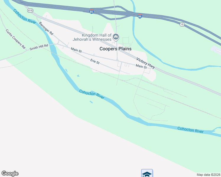 map of restaurants, bars, coffee shops, grocery stores, and more near 68 Race Street in Painted Post