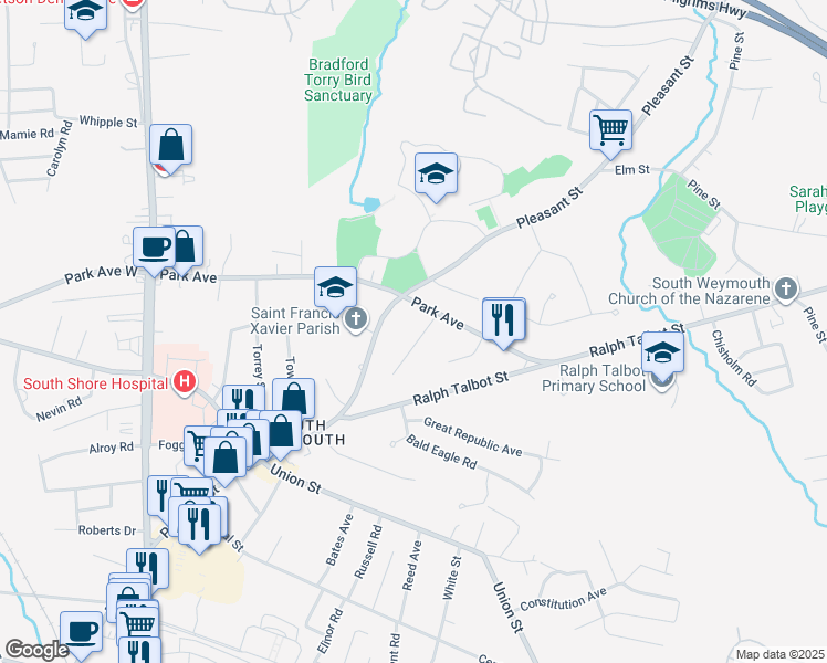 map of restaurants, bars, coffee shops, grocery stores, and more near 15 Trafalgar Court in Weymouth