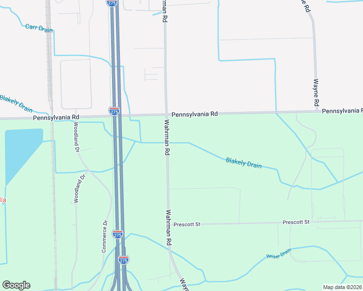 map of restaurants, bars, coffee shops, grocery stores, and more near 17237 Wahrman Road in Wayne County