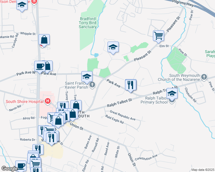 map of restaurants, bars, coffee shops, grocery stores, and more near 15 Trafalgar Court in Weymouth