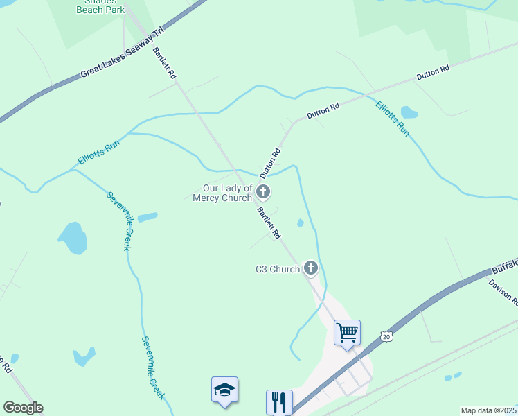 map of restaurants, bars, coffee shops, grocery stores, and more near 874 Bartlett Rd in Erie
