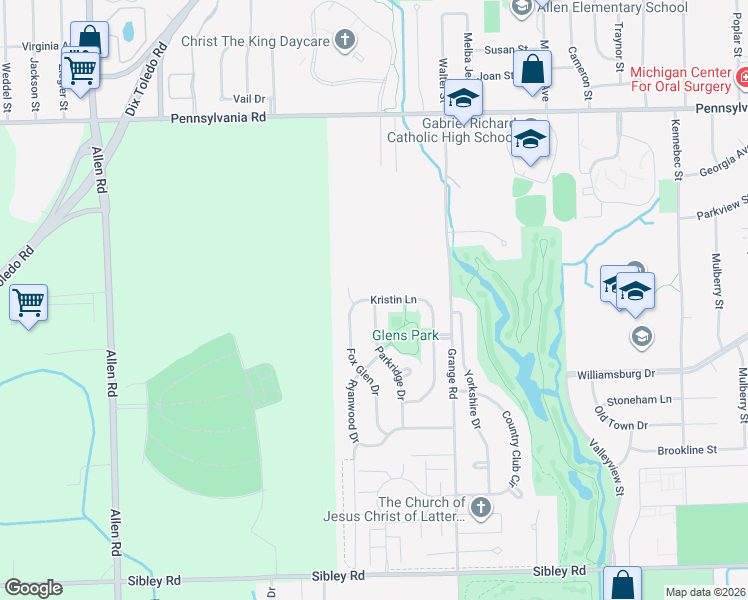 map of restaurants, bars, coffee shops, grocery stores, and more near 13210 Parkridge Drive in Riverview